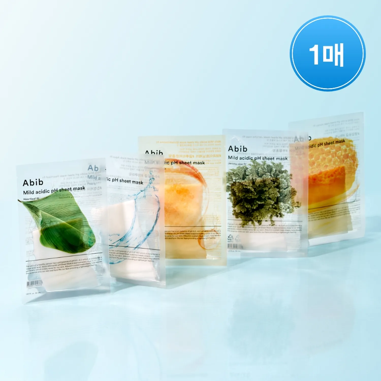 Abib Mild Acidic pH Sheet Mask (1 sheet) é¥?Heartleaf / Jericho Rose / Aqua / Glutathione / Honey