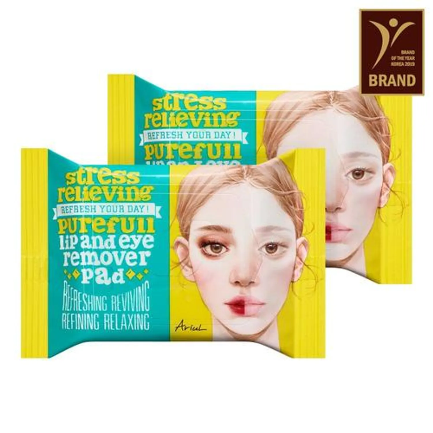 Ariul Stress Relieving Purefull Lip and Eye Remover Pad 30 Sheets x 2-Pack